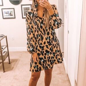 Leopard print long sleeve dress